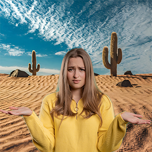 sad woman in desert